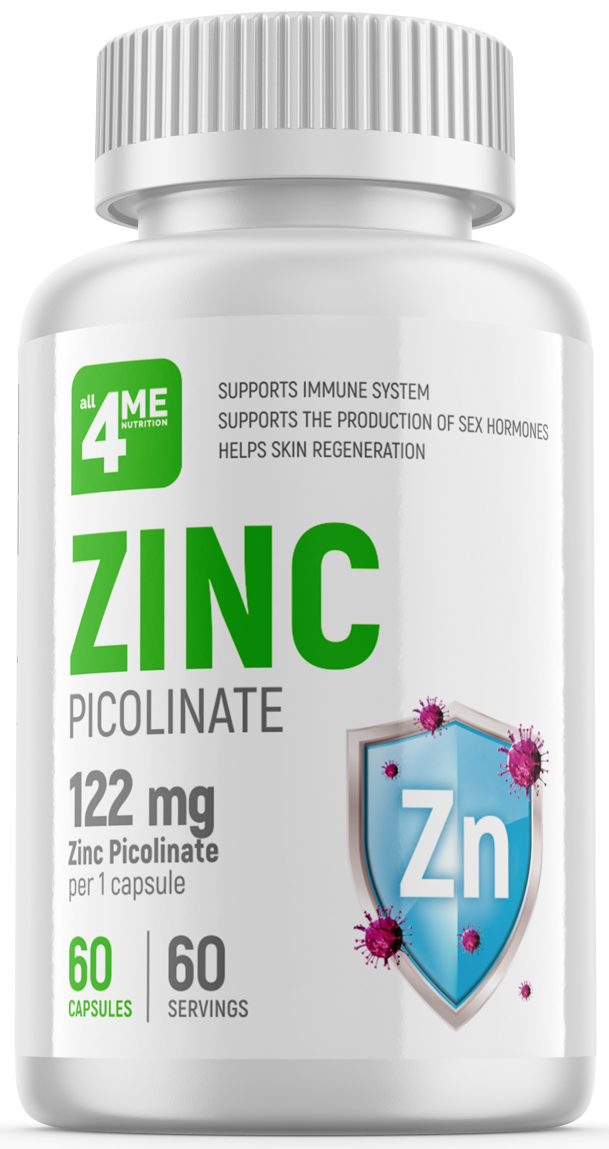 картинка ZINC Picolinate 60caps (All4Me). от магазина ProteinGrad
