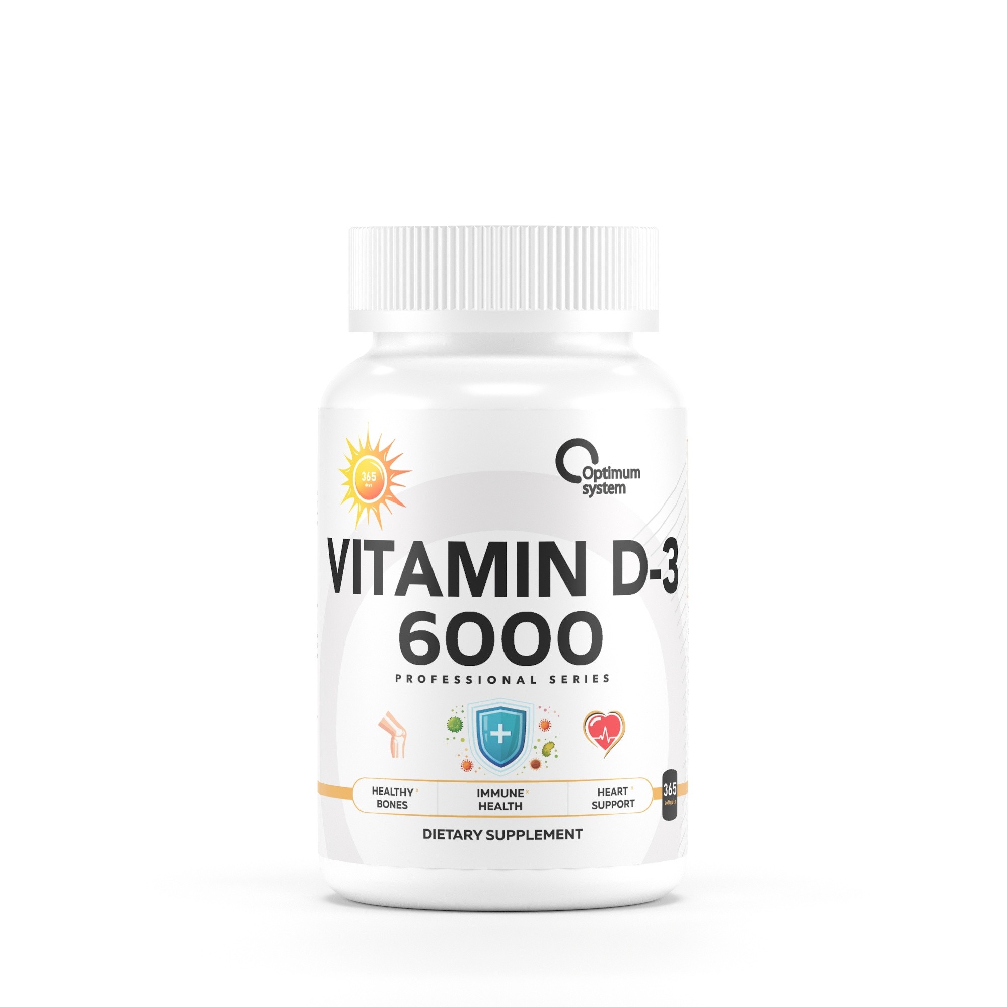 картинка Vitamin D3 6000 IU 365кап (Optimum System) от магазина ProteinGrad